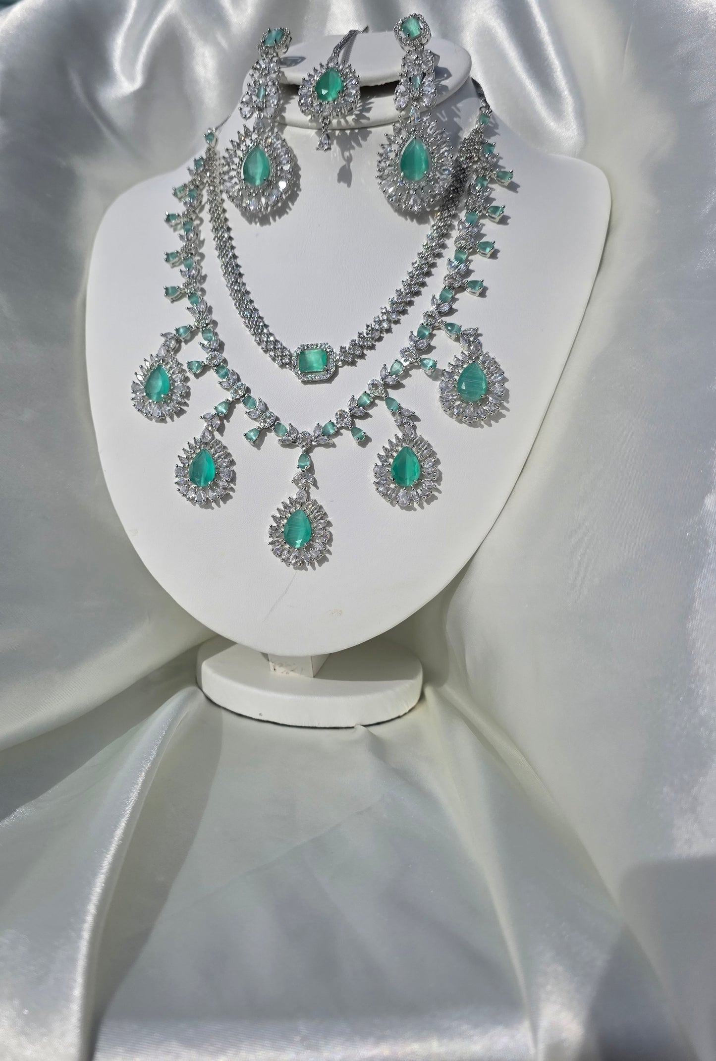 Mint Green Crystal Bridal Set – Khanoor by Nabia