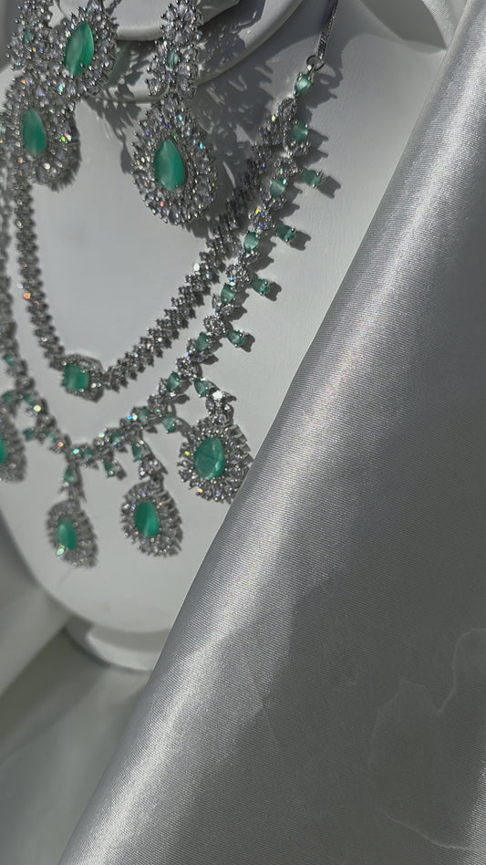 Mint Green Crystal Bridal Set – Khanoor by Nabia