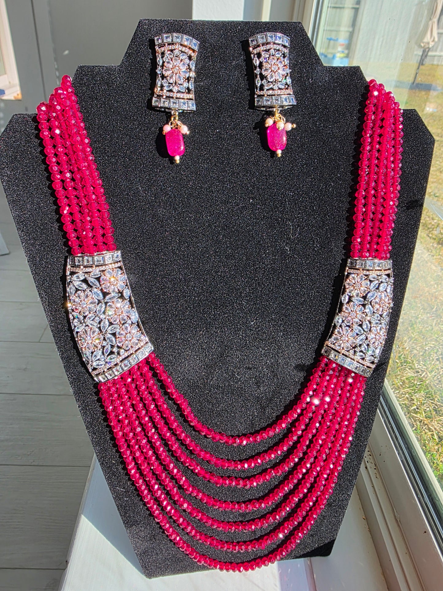 Khanoor Ruby Cascade Set