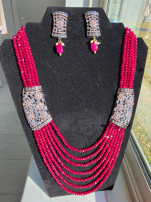 Khanoor Ruby Cascade Set