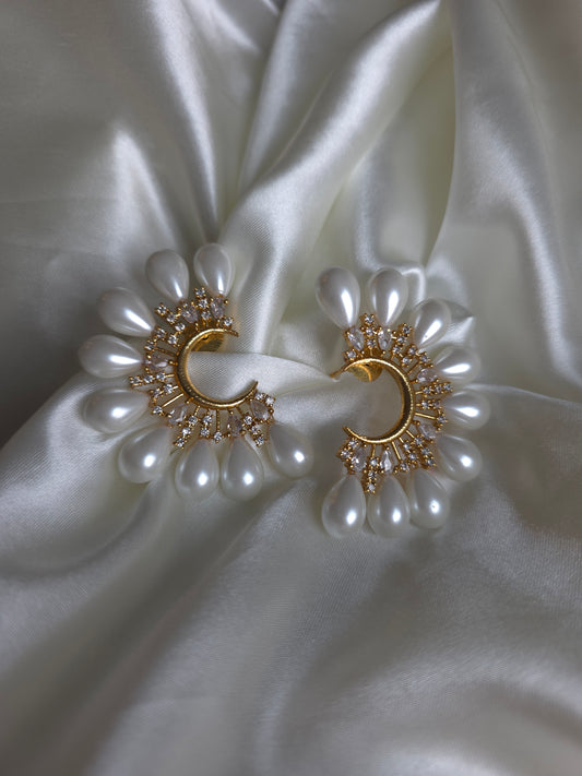 Noor Pearl Crescent Statement Studs