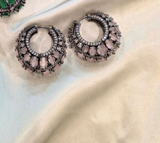 Blush Crystal Statement Hoop Earrings