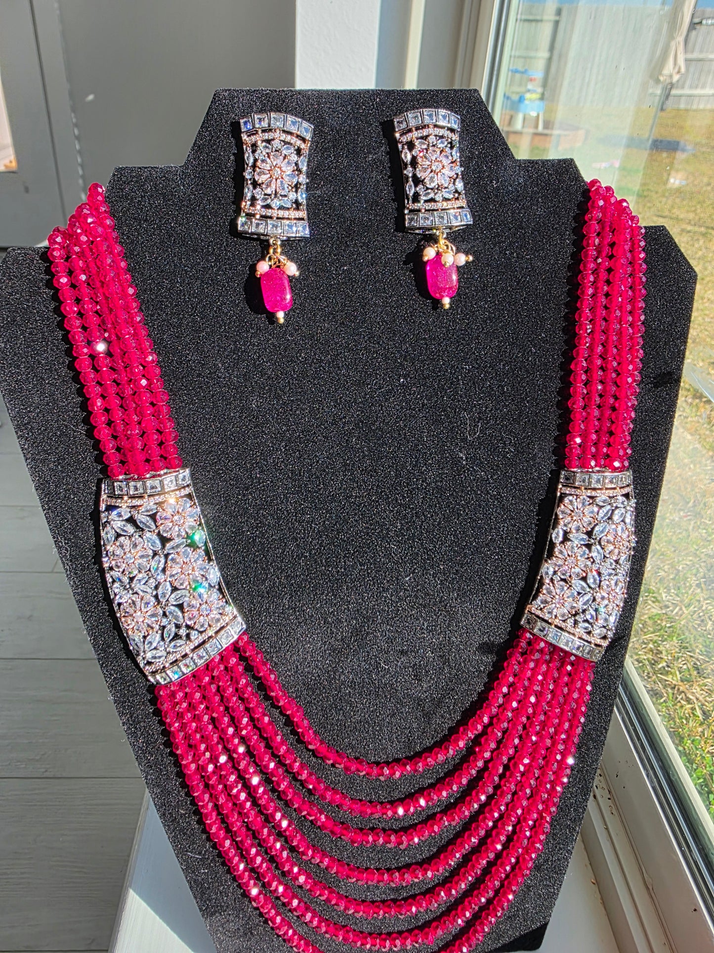 Khanoor Ruby Cascade Set