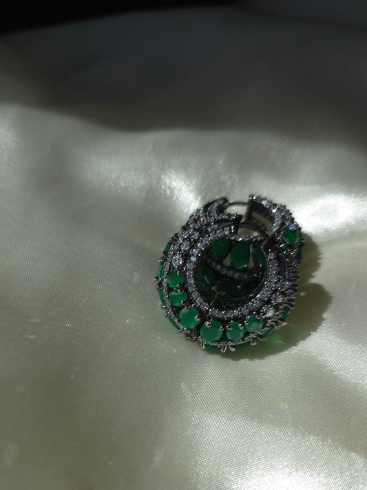 Emerald Green Crystal Hoop Earrings