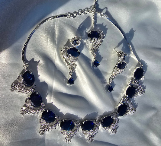 Blue Crystal Necklace set
